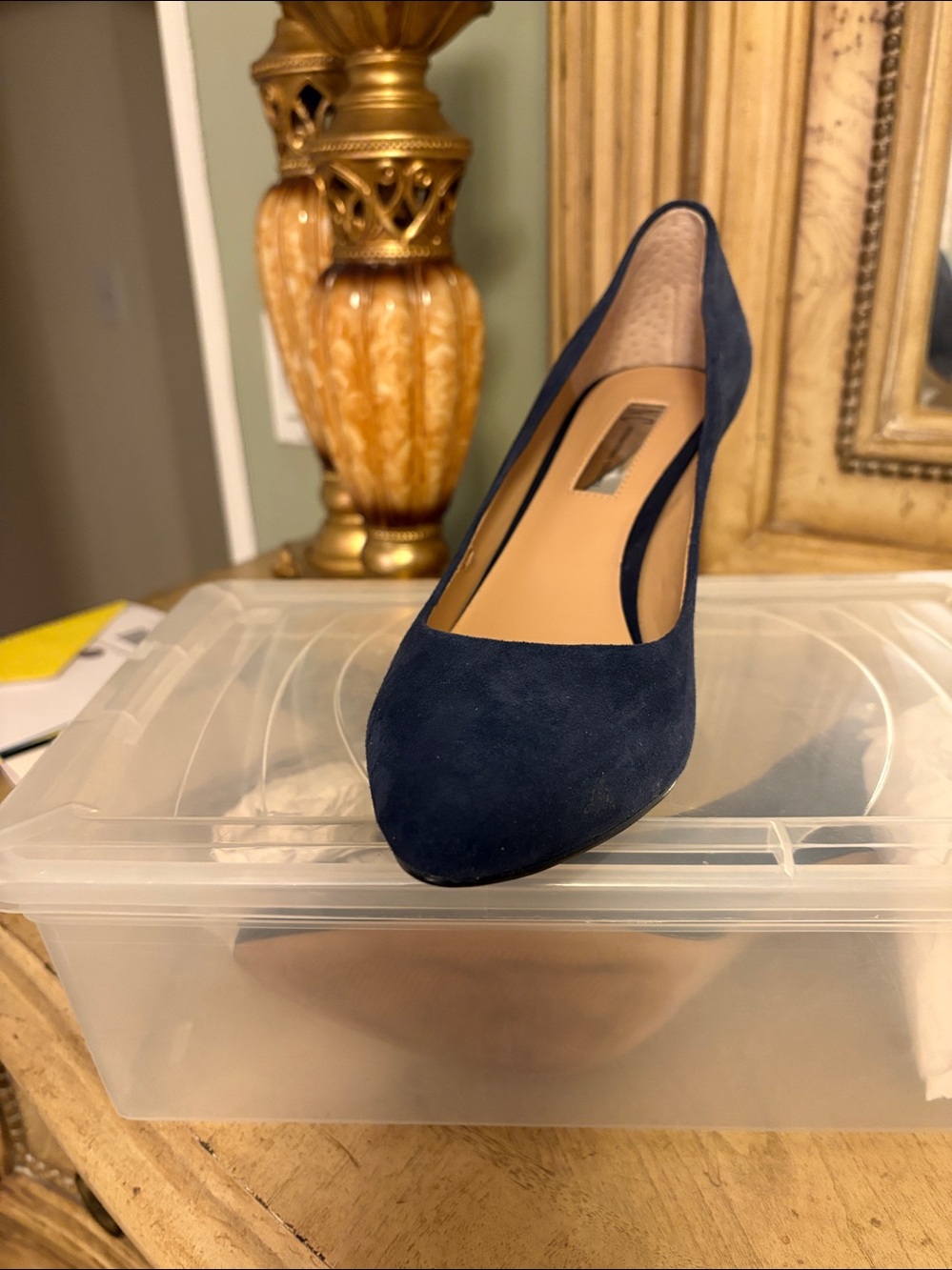 INC International Concepts Navy Suede Stiletto Heel - Picture 2 of 4